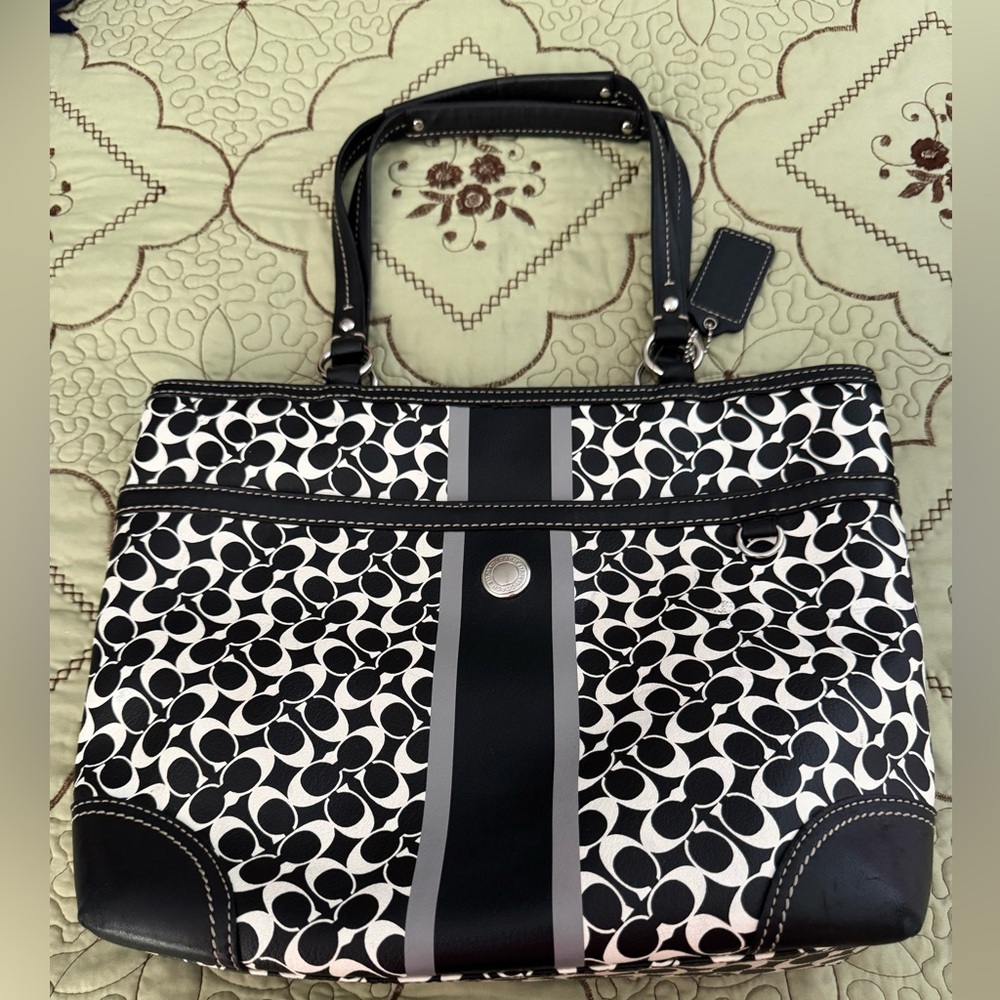 Coach black and white bag